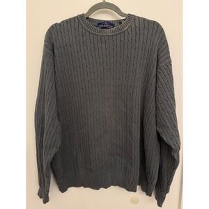 Vintage John Ashford Green Cable Knit Cotton Sweater Men's XXL